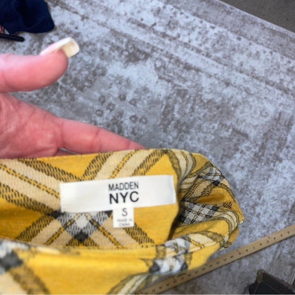 Madden NYC Yellow/black plaid pull on mini skirt Clueless above the knee SZ S - Picture 12 of 12
